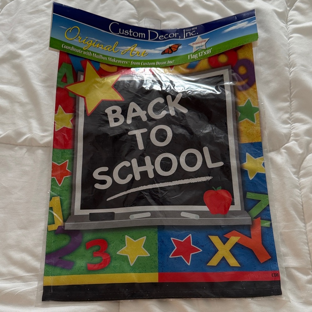 Custom Decor Back to School Decorative Flag - Colorful Chalkboard Design